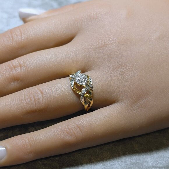 Morgan & Paige 14K Yellow Gold & Rhodium Plated CZ Eternity Ring Size 6 - Picture 1 of 10